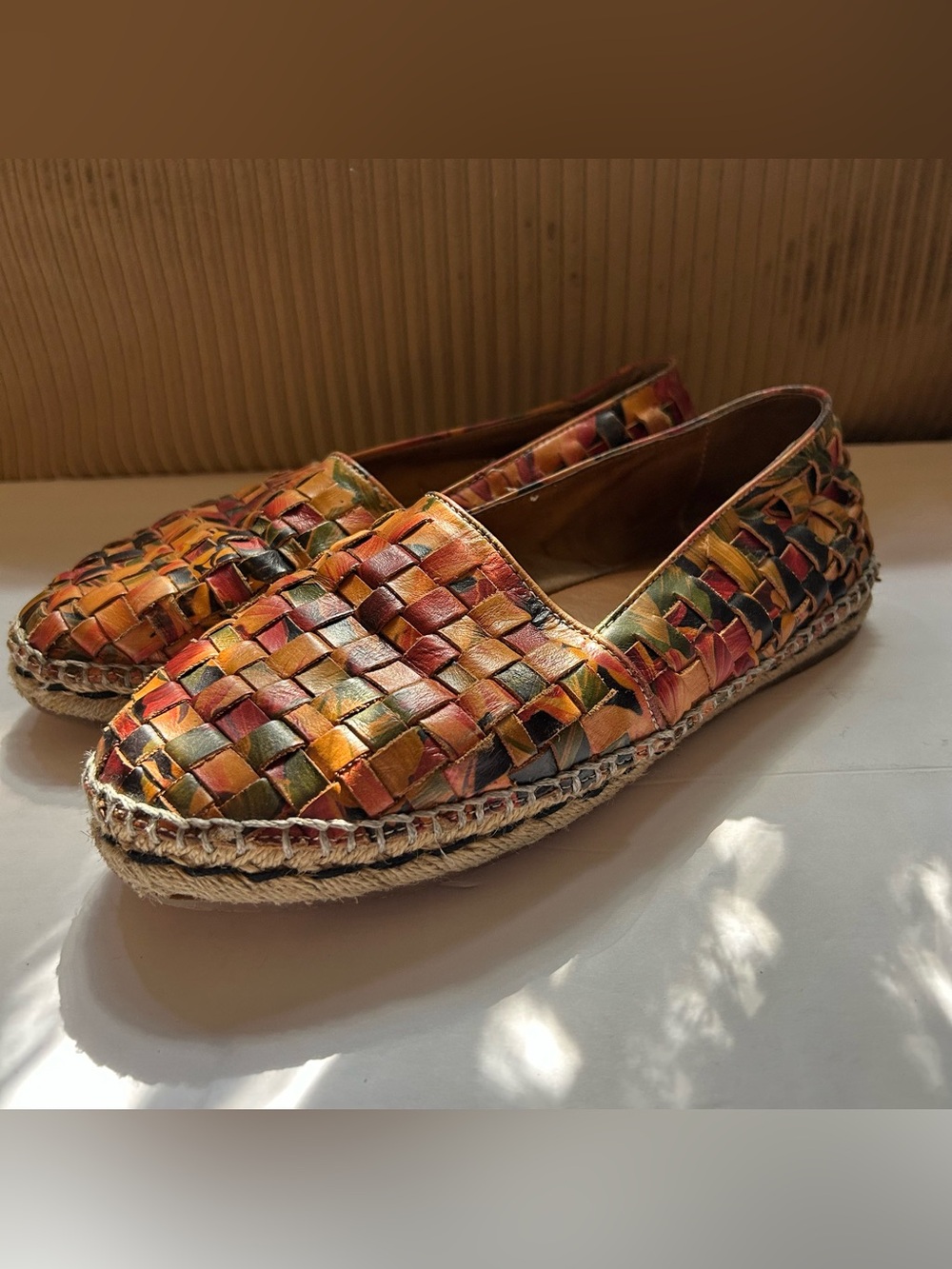 Patricia Nash Padma Tan Woven Leather Flat Espadrilles Size 8 Women’s